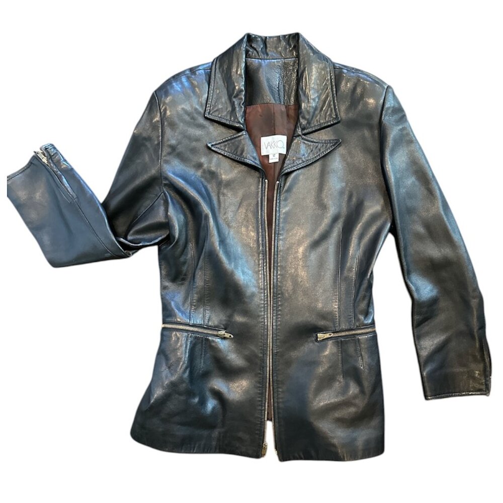 Vintage Luxury VAKKO  Black Soft Leather Blazer Jacket, Turkey